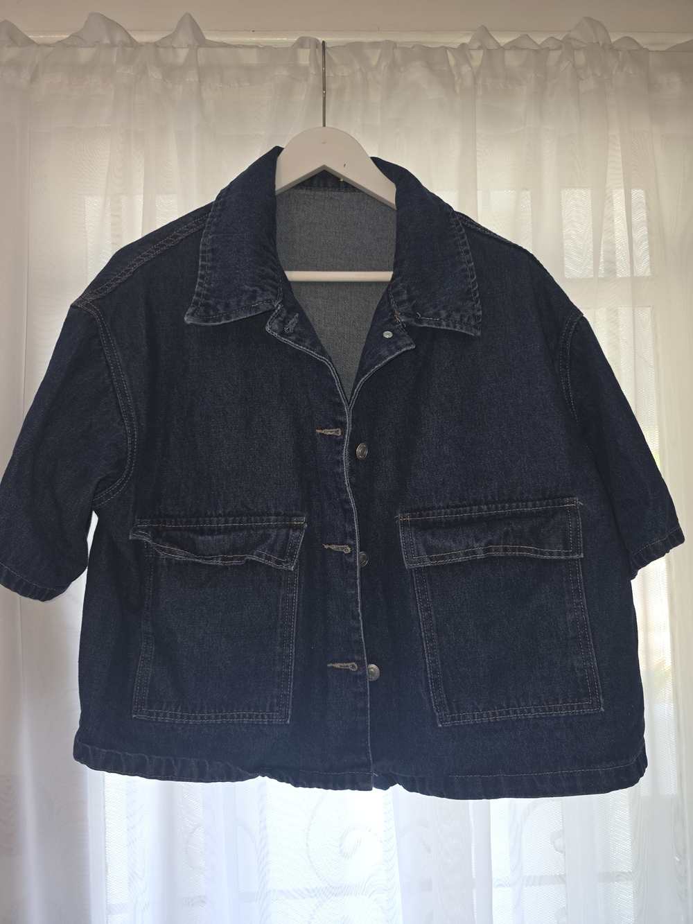 Zara Dark Blue Denim Short-Sleeve Jacket